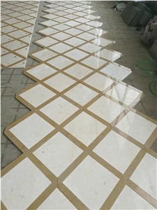 White Marble Waterjet Medallions Rhino White Square Medallions for Lobby