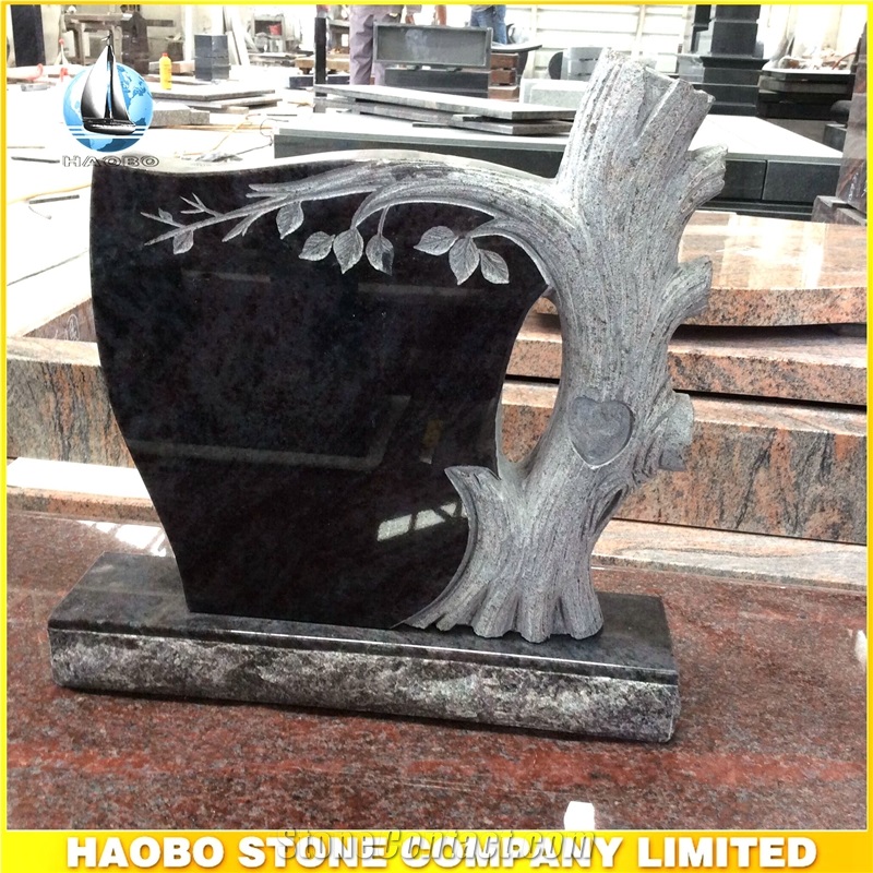 Bahama Blue Granite Tree Carving Monuments