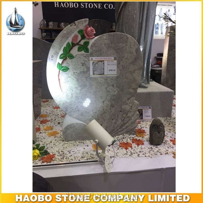 Factory Price Heart Shaped Carved Rose Headstone