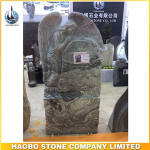 Green Granite Angel Carving Headstone Monument