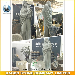 Grey Granite Virgin Mary Statue with Baby