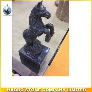 Hand Carved Stone Horse Sculpture with Base
