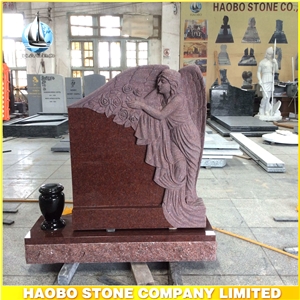 Indian Red Granite Monuments with Sculptured Angel Indian Red Granite Monuments with Sculptured Angel