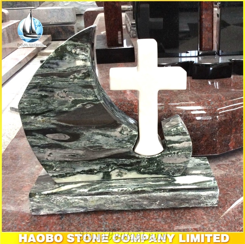 Little Cross Design Yunnan Green Granite Monuments