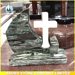 Little Cross Design Yunnan Green Granite Monuments