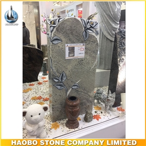 New Design Upright Granite Engraved Rose Headstone
