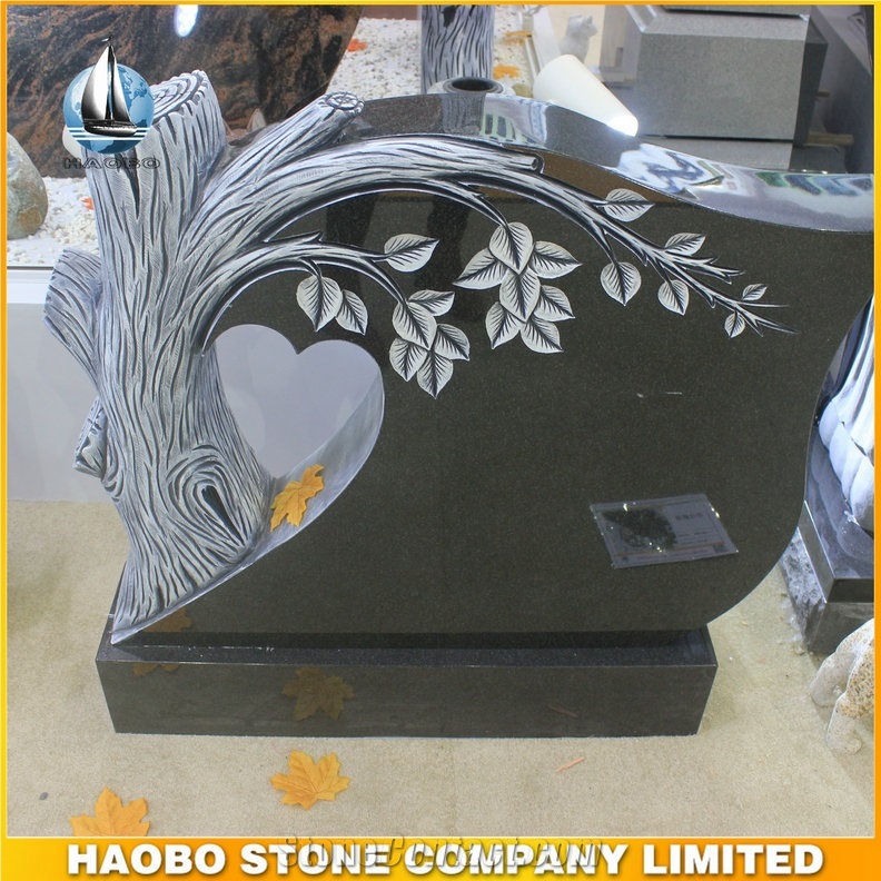 Regal Black Granite Tree Headstone