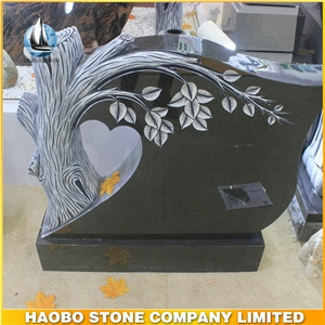 Regal Black Granite Tree Headstone