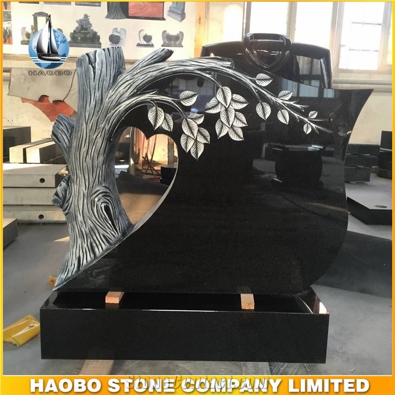 Regal Black Granite Tree Headstone