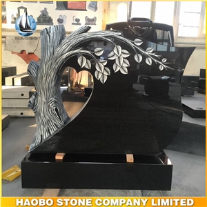 Regal Black Granite Tree Headstone