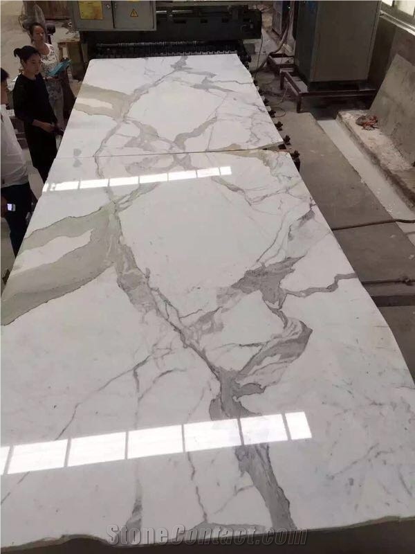 Calacatta White Artificial / Engineered Quartz Stone Tile & Slab