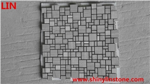 Wood Grey and White Marble Mosaic,Timber Marble Triangle Mosaic Tile Gray Dots Guizhou Wood Grain Marble