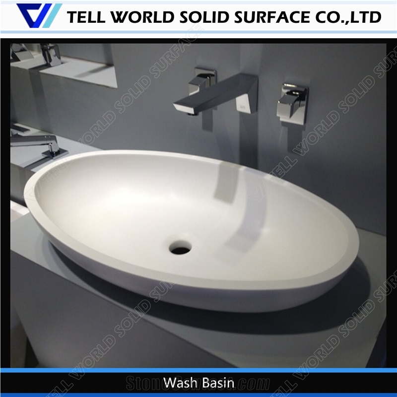 2017 High Quality Modern Design Artifical Stone Solid Surface Wash Basin / Kitchen Sinks/Oval Sink