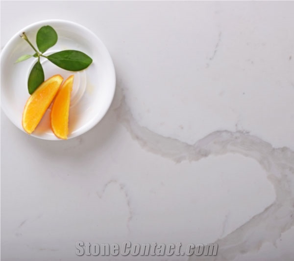 Calacatta White Cut to Size Quartz Stone Solid Surface Slab Sizes 126’63 and 118’55 Directly from China Surfaces Materials Supplier at Cheap Price