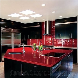 Popular Artificial Cherry Blossom Quartz Stone Countertops