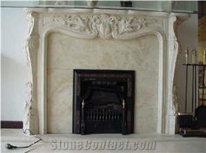 2017 New Design, Western & European Customized Figure & Beige Marble Hand Carving Sculptured Fireplace, Hot Fireplace Hearth Decorating Marble Fireplace Mantel