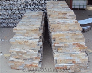 China Rusty Brown Slate Cultured Stone, Slate Wall Cladding, Stacked Stone Veneer Clearance, Manufactured Stone Veneer, China Multicolor Slate Cultured Stone, Yellow Slate Floor