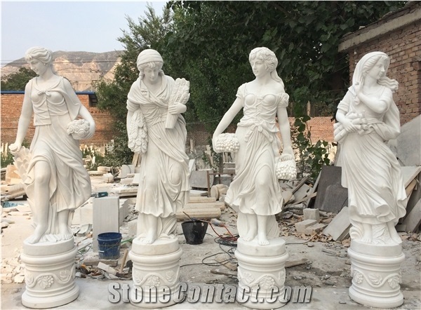 White Marble Sculptured, White Marble Human Garden Sculpture,Handcarved Garden Statue,Angel Sculptures