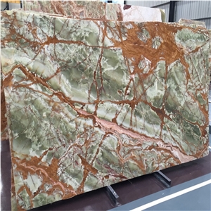 Imported Hot Sale Natural Stone Ancient Dark Green Onyx for Private Villa Exterior Decoration