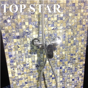Natural Blue Color Stone Mosaic for Bathroom Wall Tile