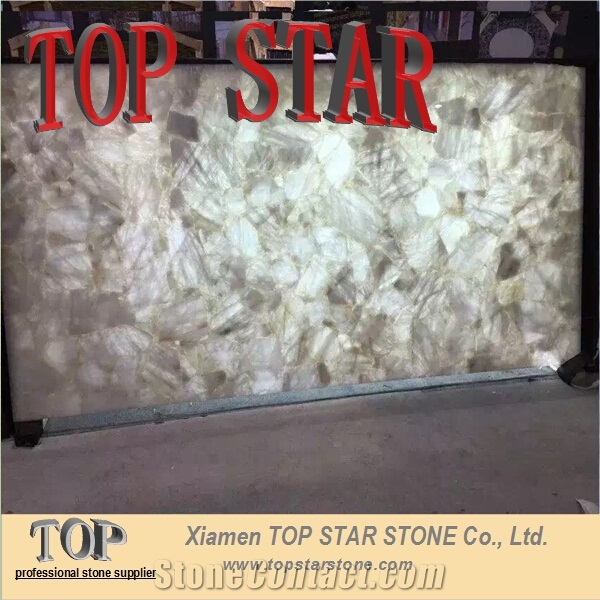 Natural Stone Backlit White Gemstone Dining Table
