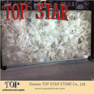 Natural Stone Backlit White Gemstone Dining Table