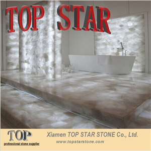Natural Stone Backlit White Gemstone Dining Table