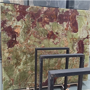 Onyx Slabs Wall Background Multicolor Green Onyx