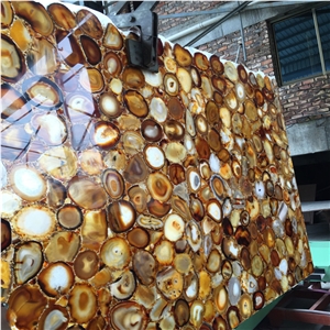 Ransparent,Luxury Interior Decorative Yellow Agate Backlit Semiprecious Stone