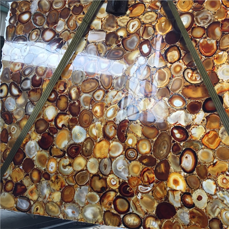 Ransparent,Luxury Interior Decorative Yellow Agate Backlit Semiprecious Stone