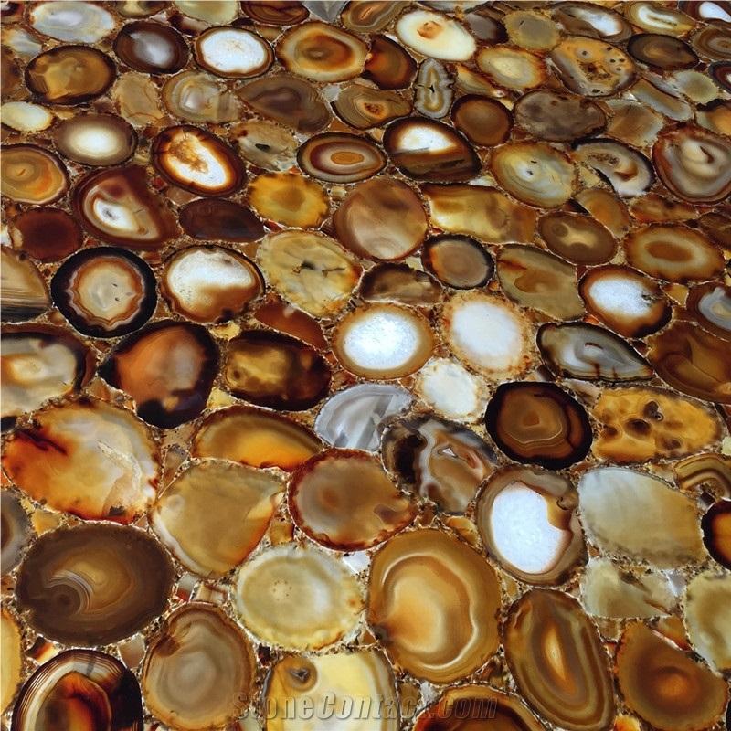 Ransparent,Luxury Interior Decorative Yellow Agate Backlit Semiprecious Stone