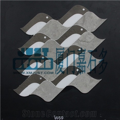 Mosaic,Waterjet,Diamond,Geometric,Wavy Line,Hexagonal,Speical,Animal,Honed,Polished,Natural,Stone,Mosaic Tile for Hotel,Kitchen,Bathroom Decoration,Grey Stone,Beige Stone