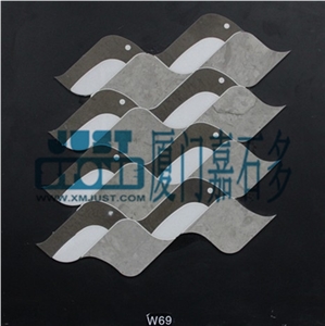 Mosaic,Waterjet,Diamond,Geometric,Wavy Line,Hexagonal,Speical,Animal,Honed,Polished,Natural,Stone,Mosaic Tile for Hotel,Kitchen,Bathroom Decoration,Grey Stone,Beige Stone