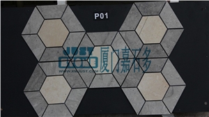 Mosaic,Waterjet,Diamond,Geometric,Wavy Line,Hexagonal,Speical,Animal,Honed,Polished,Natural,Stone,Mosaic Tile for Hotel,Kitchen,Bathroom Decoration,Grey Stone,Beige Stone
