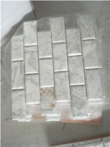 High Quality White Marble Mosaic Tile Wall Brick Tile Polished Surface, Garden & Balcony Marble and Glass Mosaic Tile, Kitchen Marble Backsplash Decor, Elevator Mosaic Tile