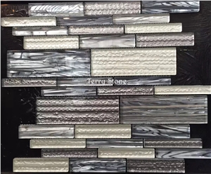 New Design Glass Mix Metal,Marble Linear Strips Mosaic,For Wall Cover and Interior Decor from China