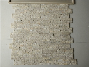 Chinese Travertine Yellow, Beige Strips Split Face Wall Cladding, Beige Travertine Wall Cladding, Culture Stone