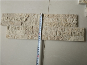 Chinese Travertine Yellow, Beige Strips Split Face Wall Cladding, Beige Travertine Wall Cladding, Culture Stone