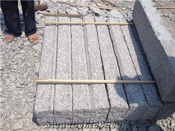 G341 Light Grey Granite Flamed Bevel Edge Kerbstones, Chamfered 5*5cm Curbstones, Granite Road Side Stone, Garden Paving Decoration, Natural Building Stone Curbs, Kerbs Project, Rough-Picked Kerbstone