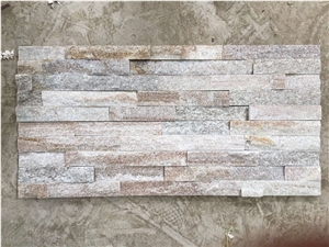Golden Line Wooden Quartzite Wall Cladding/Stone Wall Decor/Ledge Stone/Pool Waterfall/Thin Stone Veneer