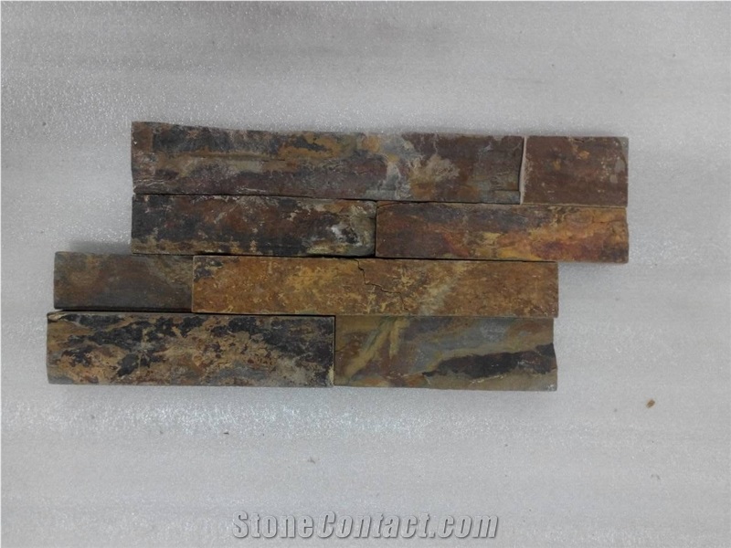 Natural Yellow Wall Stone Veneer Cultured Stone Without Cement , Rough Split Face Culture Stone for Wall,Cement Board Culture Stone , Ledge Rusty Slate Stone Tiles , Rough Culture Stone