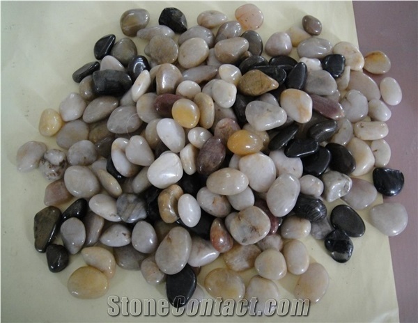 Pebble Stone , Pebble Gravel ,Natural River Stone Pebble, Cobble Stones,Mixed Color Natural River Pebble Stone ,Black Polishing River Washed Stone in Garden and Landscaping