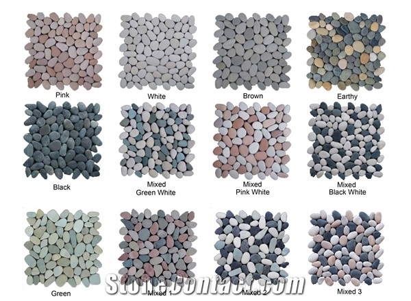 Pebble Stone , Pebble Gravel ,Natural River Stone Pebble, Cobble Stones,Mixed Color Natural River Pebble Stone ,Black Polishing River Washed Stone in Garden and Landscaping