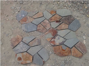 Rusty Slate Flagstone, Multicolor Slate Wall Flagstone, Rust Slate Flagstone Pattern, Slate Stone Floor Flagstone for Interior Decor, Hexagon Flagstone Pattern