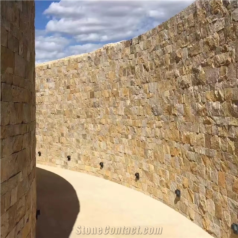 Yellow Natural Stone China Loose Stone /Fieldstone/Loose Strip Stone Veneer/Natural Slate Stacked Stone/ Wall Cladding/Random Loose Cultured Stone Wall Stone