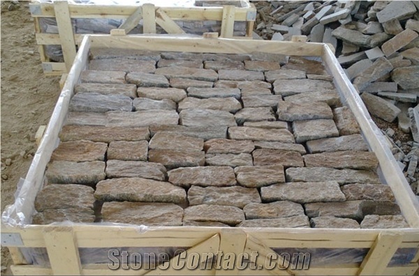 Yellow Natural Stone China Loose Stone /Fieldstone/Loose Strip Stone Veneer/Natural Slate Stacked Stone/ Wall Cladding/Random Loose Cultured Stone Wall Stone