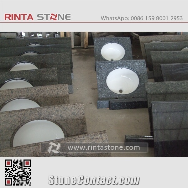 Ubatuba Green Granite Vanity Top with Drop-In Solid Surface Sink