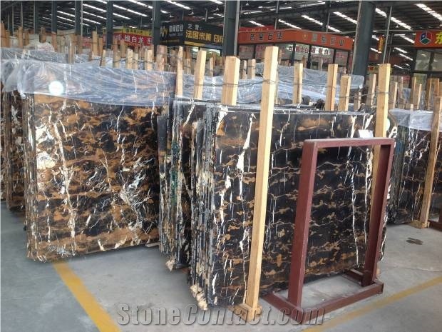 Michaelangelo, Balack Gold Black Marble Slabs & Tiles