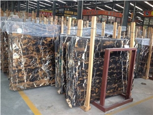 Michaelangelo, Balack Gold Black Marble Slabs & Tiles