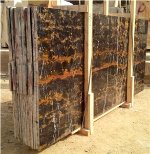 Michaelangelo, Balack Gold Black Marble Slabs & Tiles